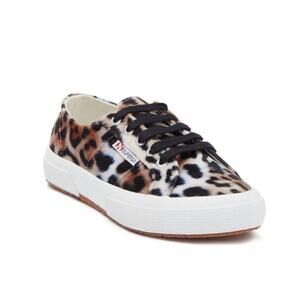 SUPERGA Leopard Print Multi Velvet Lace Up Sneakers  Animal Print Womens Sz US 8